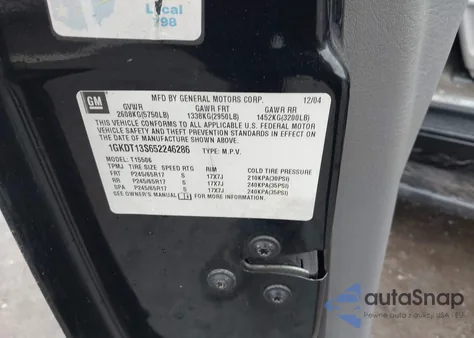 2005 GMC Envoy Slt z USA, uszkodzony, nr VIN 1GKDT13S652246286